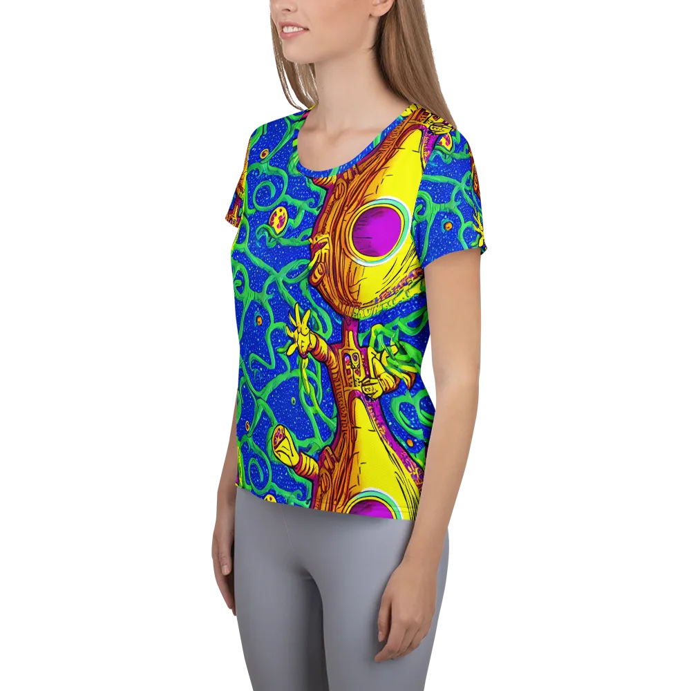 Sprawling Spectacle on Women's Athletic T-Shirt — Left