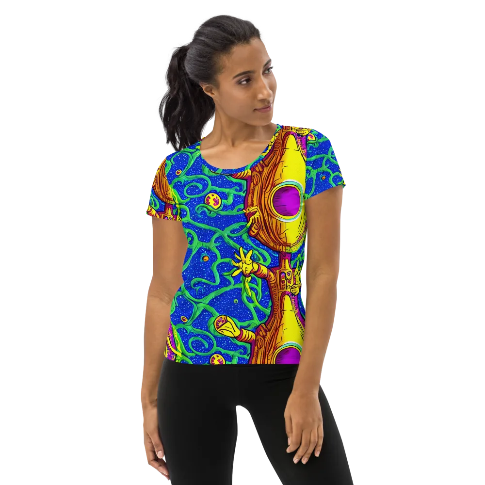 Sprawling Spectacle on Women's Athletic T-Shirt — Front
