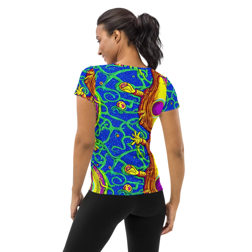 Sprawling Spectacle on Women's Athletic T-Shirt — Back