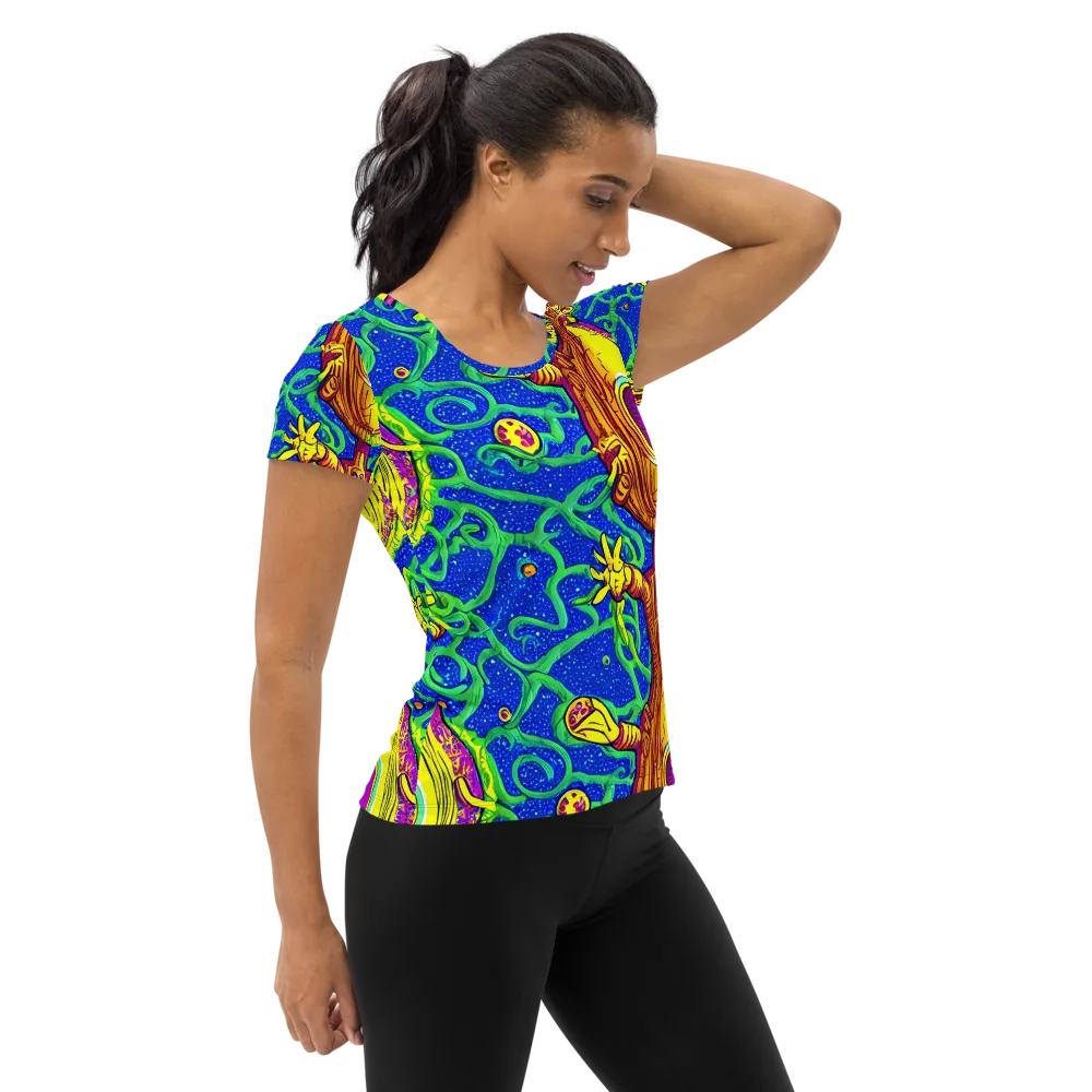 Sprawling Spectacle on Women's Athletic T-Shirt — Right