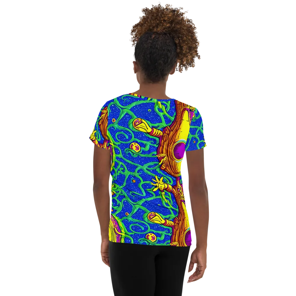 Sprawling Spectacle on Women's Athletic T-Shirt — Back