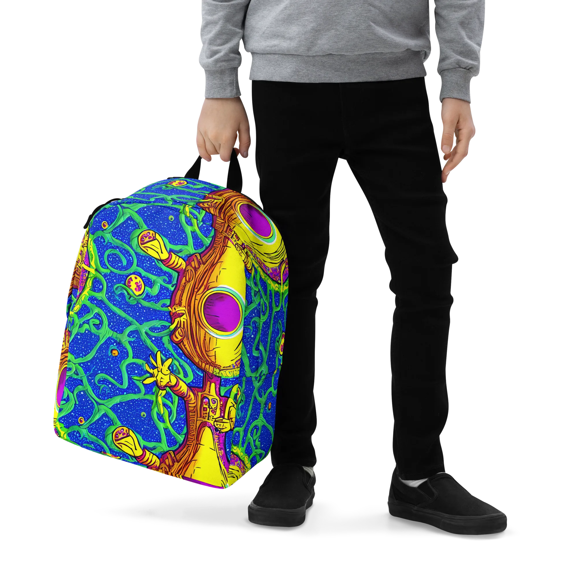Sprawling Spectacle on Minimalist Backpack — Zoomed-in