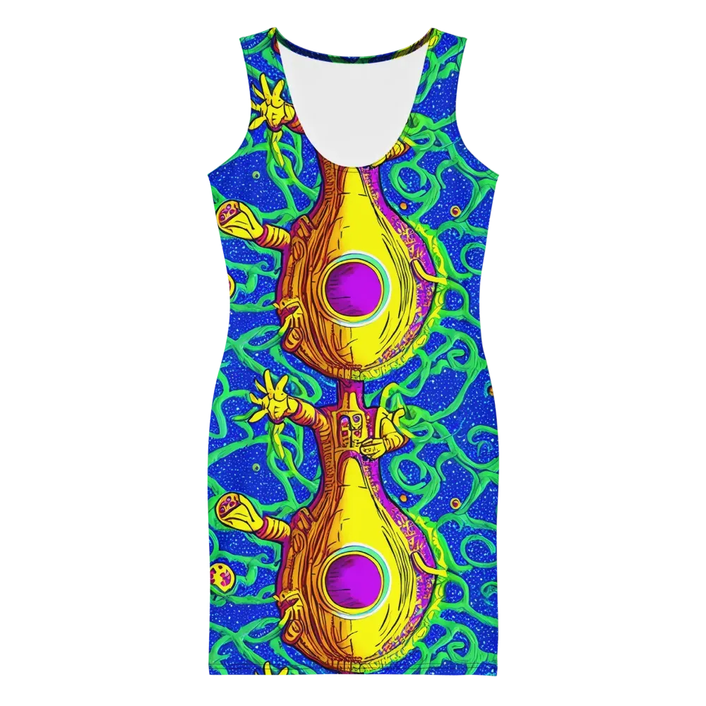 Sprawling Spectacle on Bodycon Dress — Front