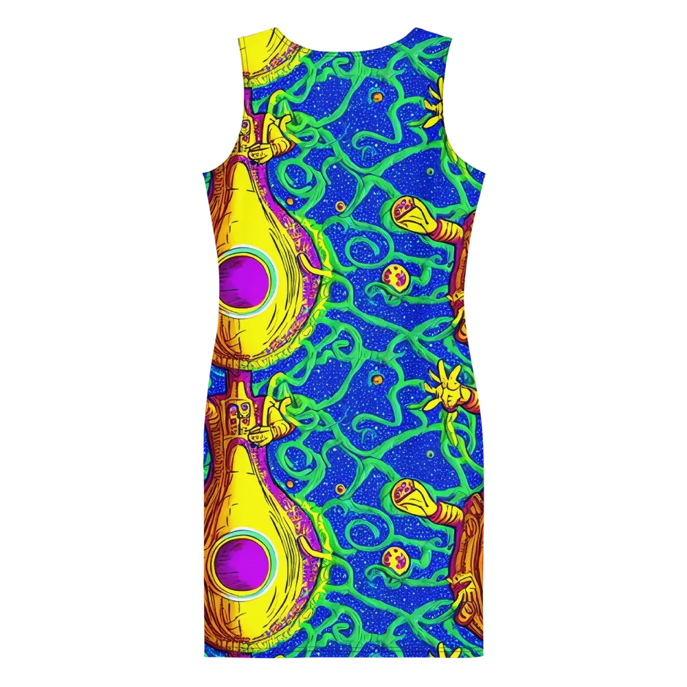 Sprawling Spectacle on Bodycon Dress — Back