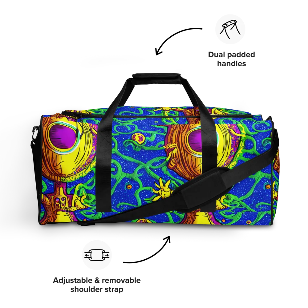 Sprawling Spectacle on Duffle Bag — Front