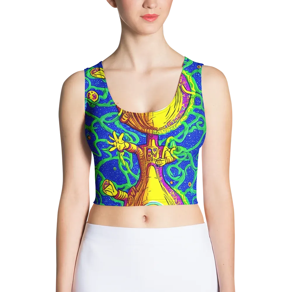 Sprawling Spectacle on Crop Top — Front