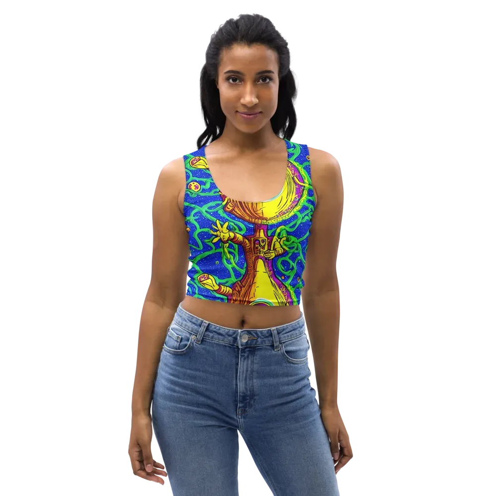 Sprawling Spectacle on Crop Top — Front