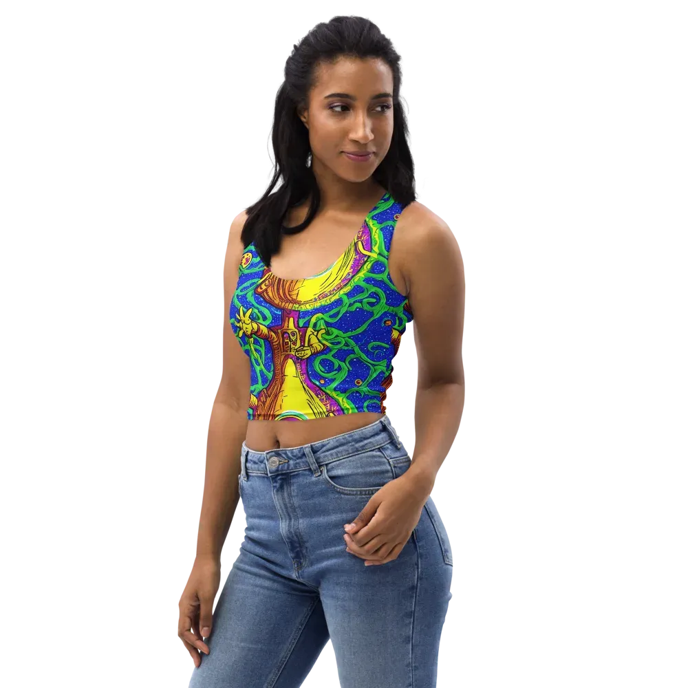 Sprawling Spectacle on Crop Top — Left Front