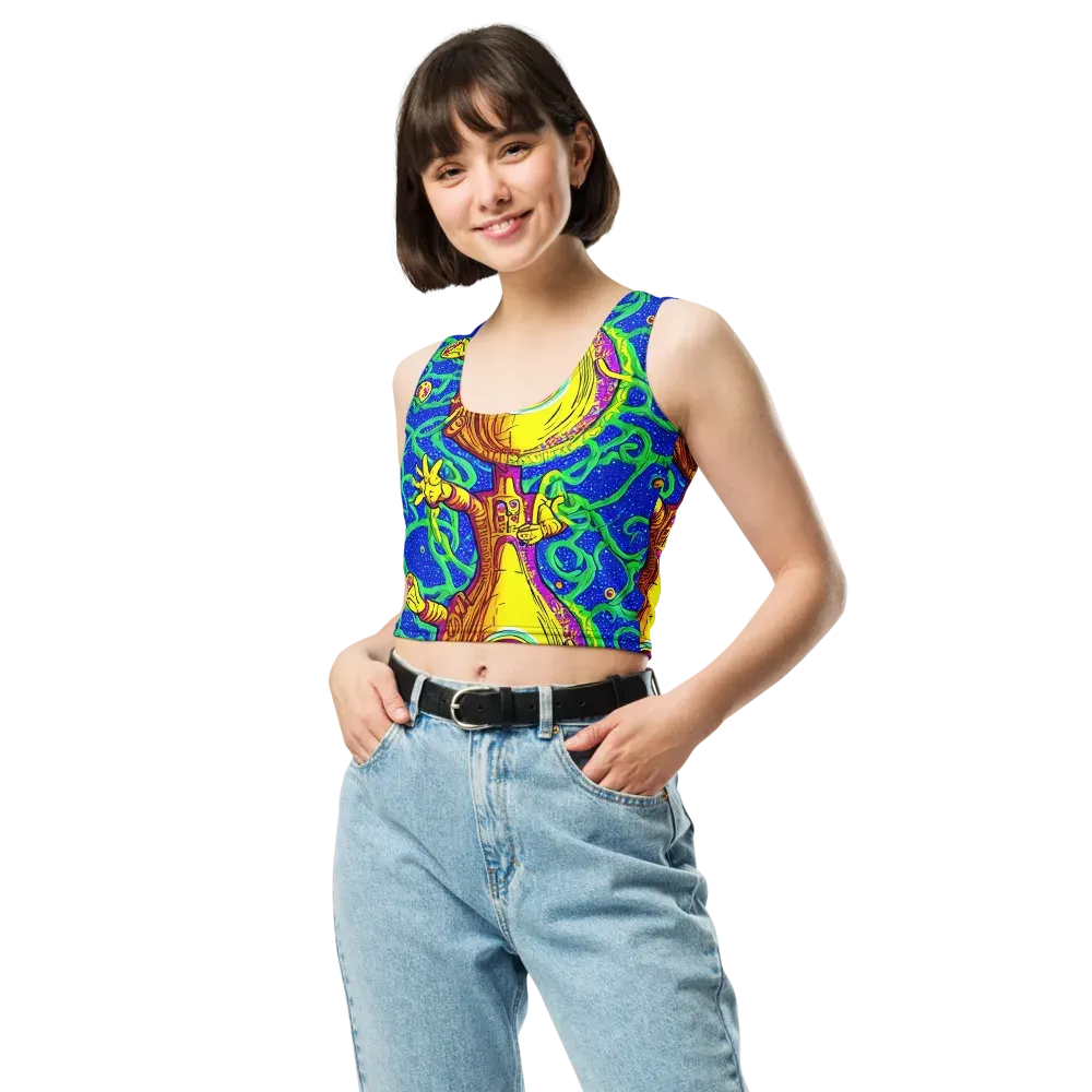 Sprawling Spectacle on Crop Top — Front