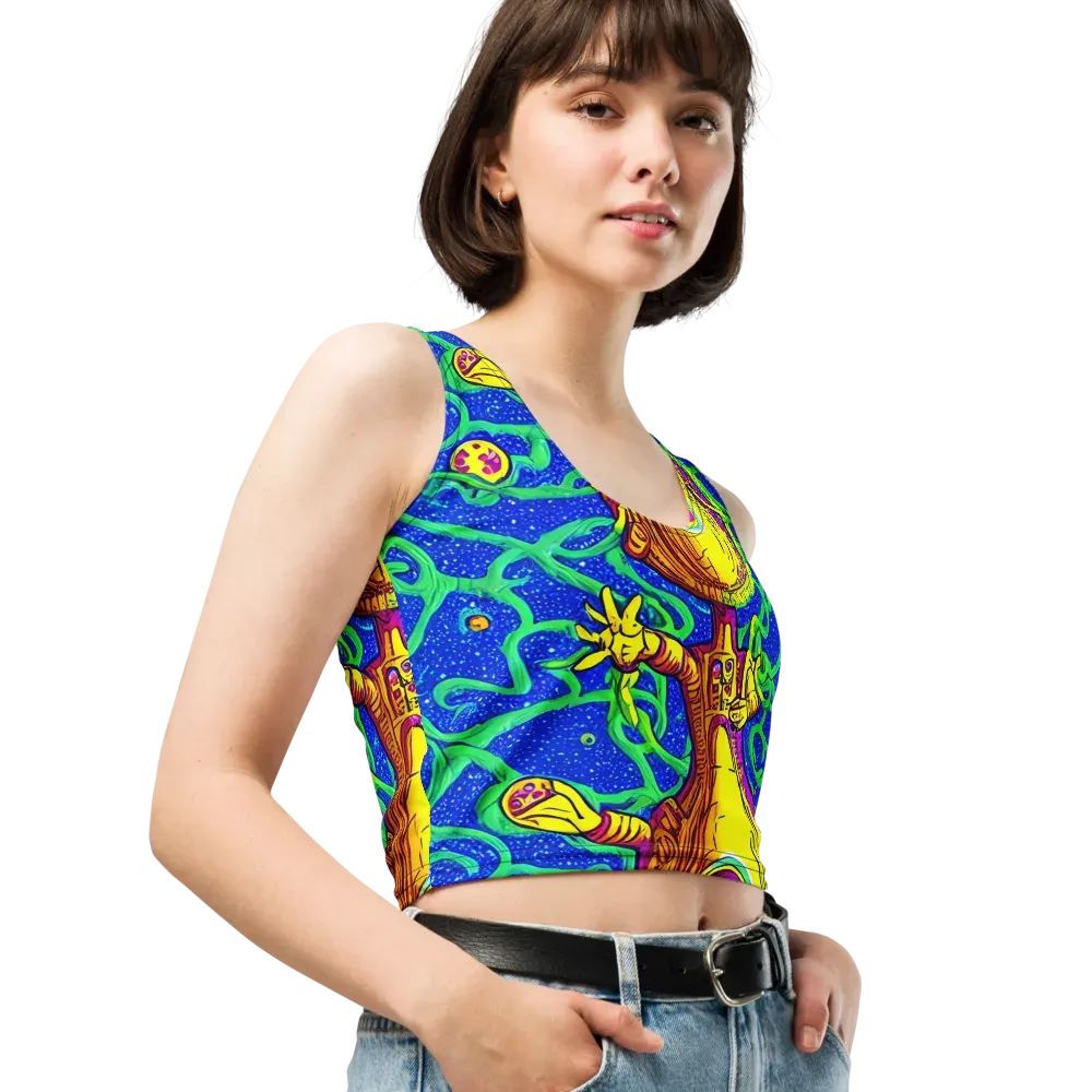 Sprawling Spectacle on Crop Top — Right Front