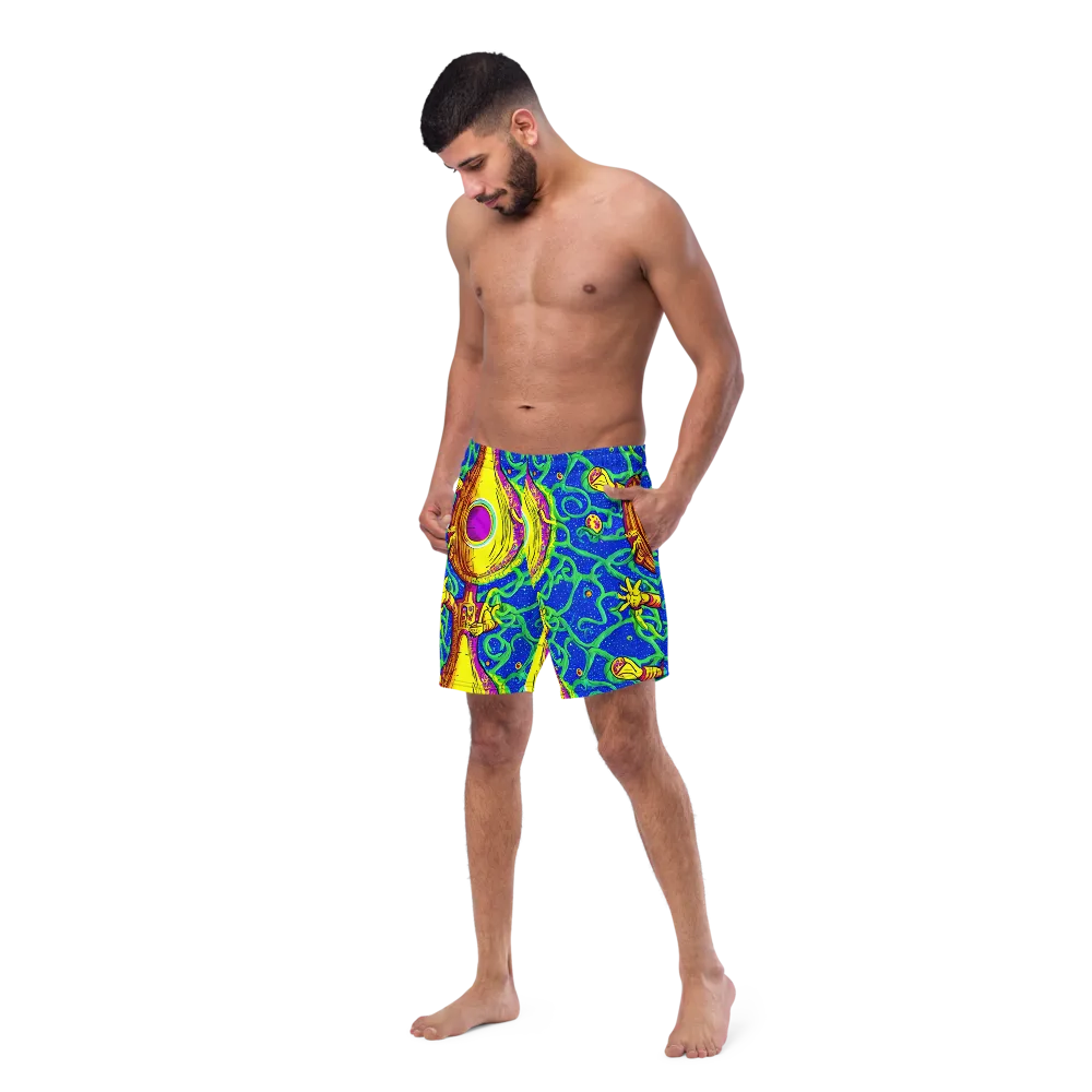 Sprawling Spectacle on Swim Trunks — Left Front