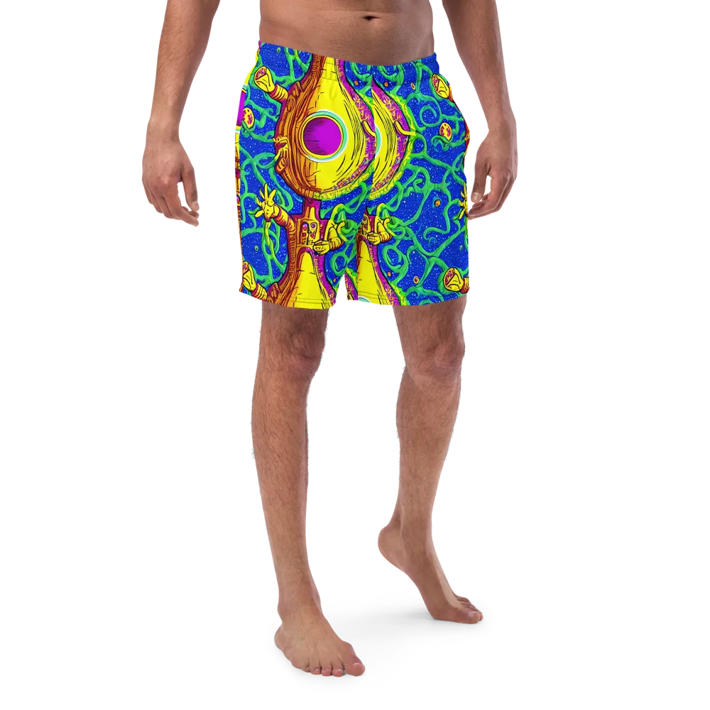 Sprawling Spectacle on Swim Trunks — Front