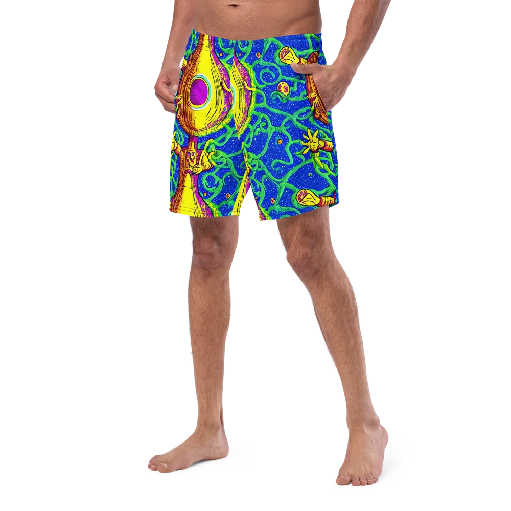 Sprawling Spectacle on Swim Trunks — Left Front