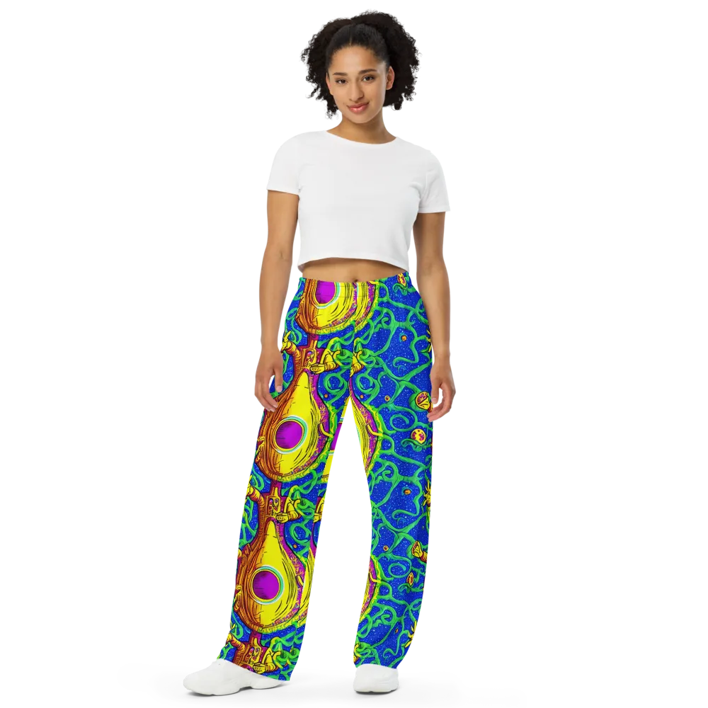 Sprawling Spectacle on Wide-Leg Pants — Front