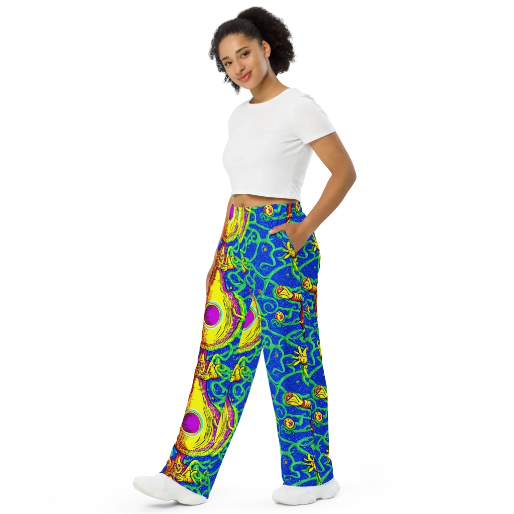 Sprawling Spectacle on Wide-Leg Pants — Left Front