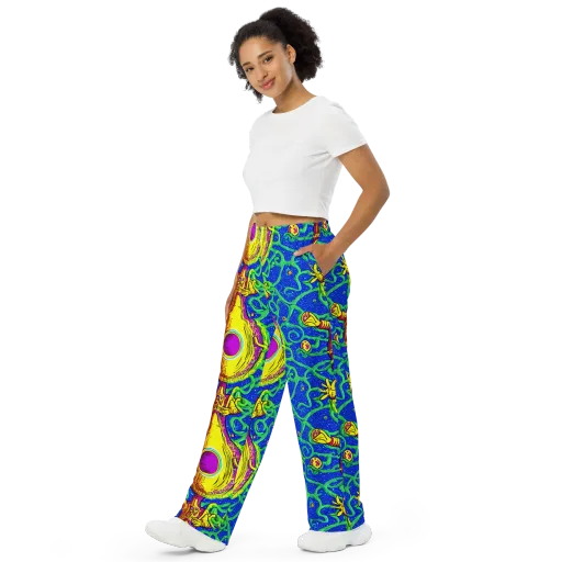 Sprawling Spectacle on a Wide-Leg Pants