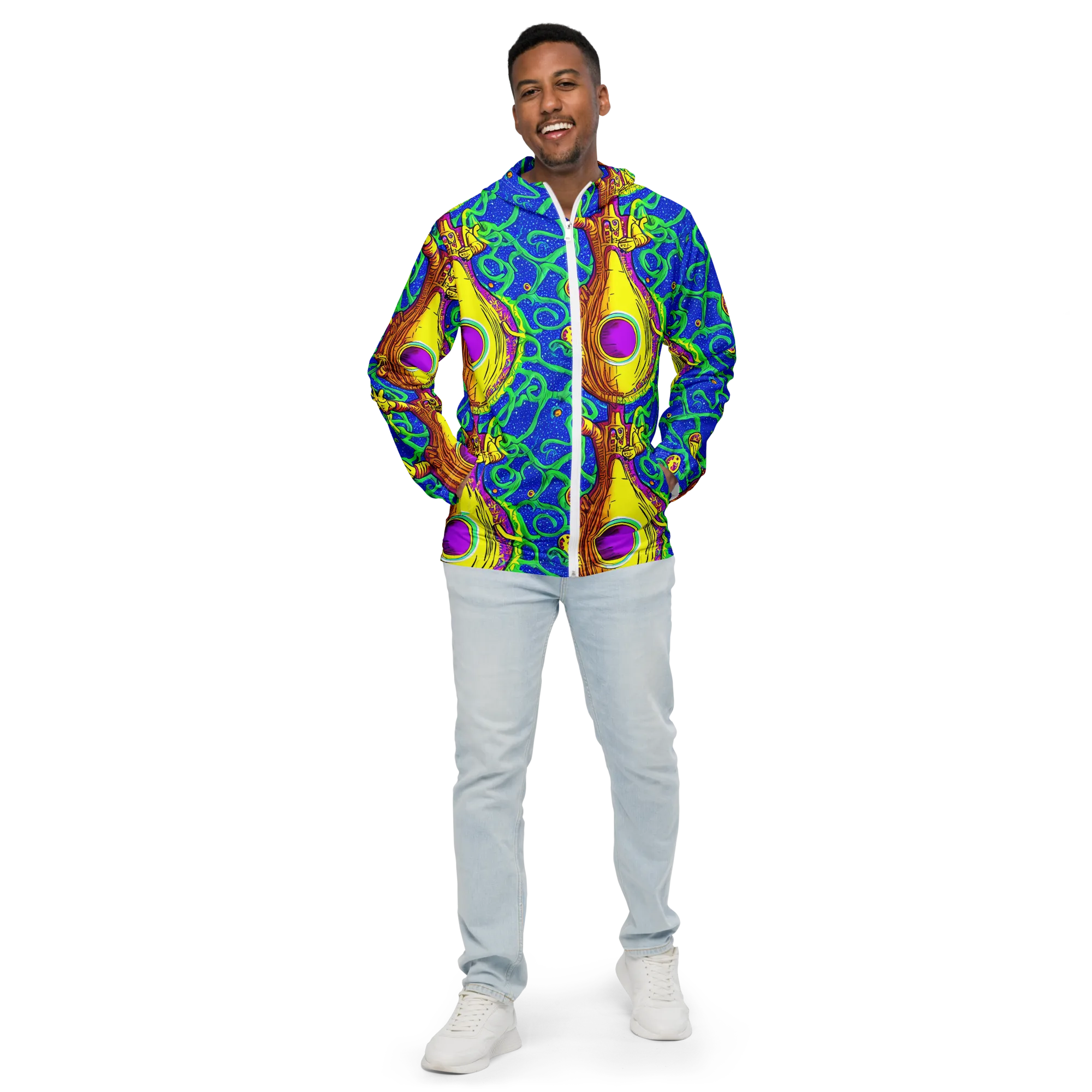 Sprawling Spectacle on Men's Windbreaker — Front