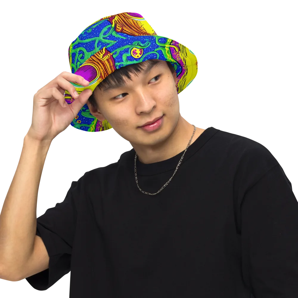 Sprawling Spectacle on Reversible Bucket Hat — Front Inside