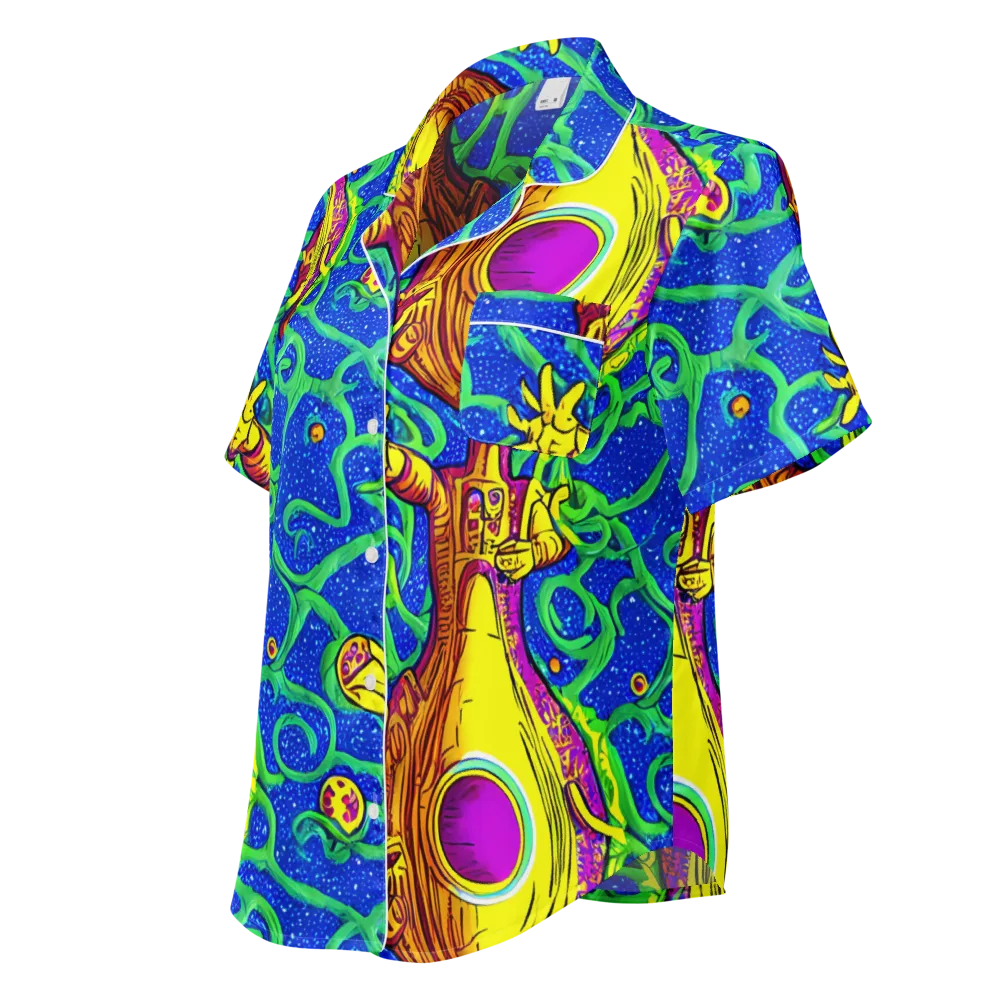 Sprawling Spectacle on Women's Short Sleeve Pajama Top — Left Front