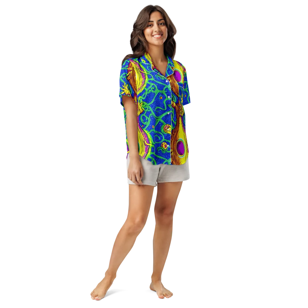 Sprawling Spectacle on Women's Short Sleeve Pajama Top — Front