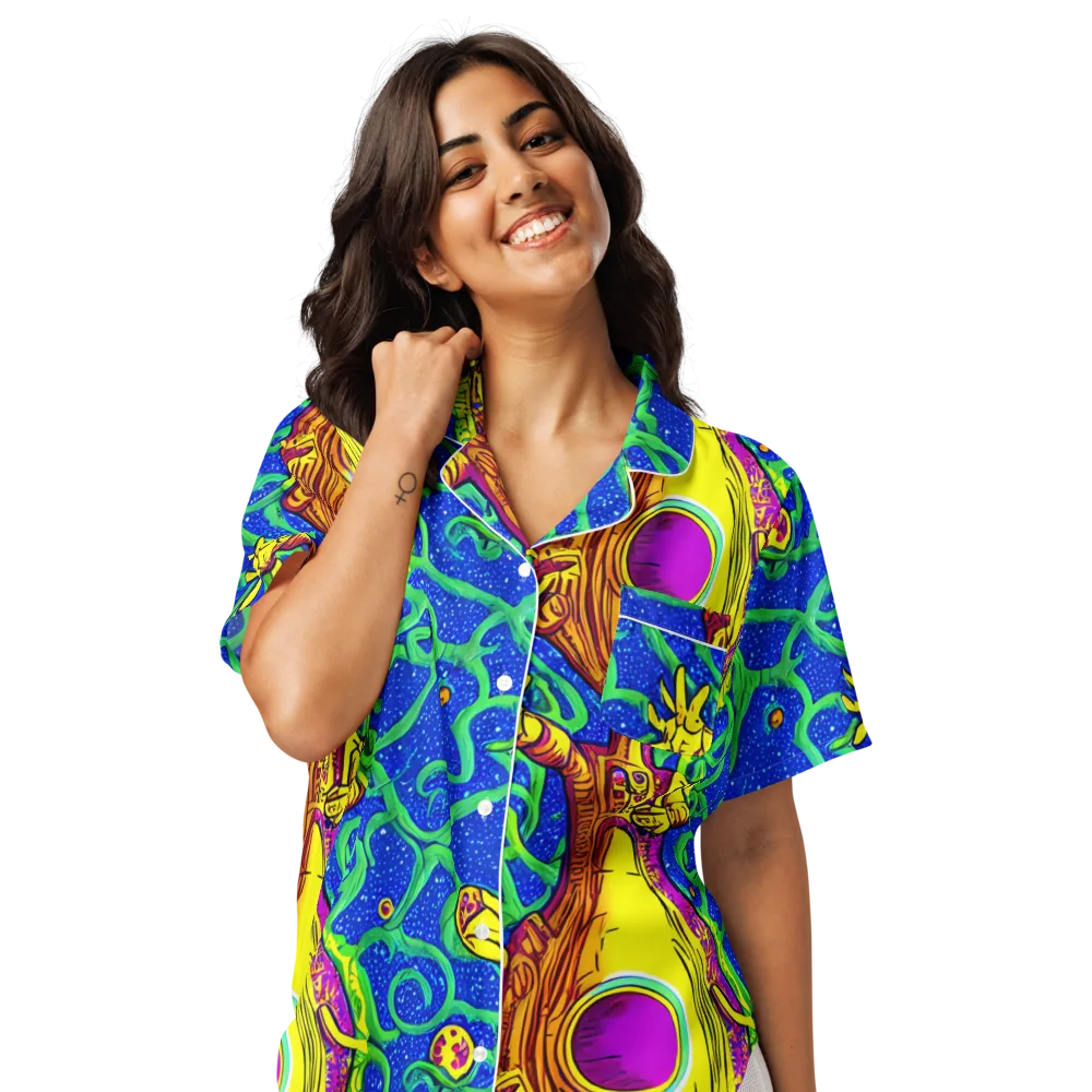 Sprawling Spectacle on Women's Short Sleeve Pajama Top — Front