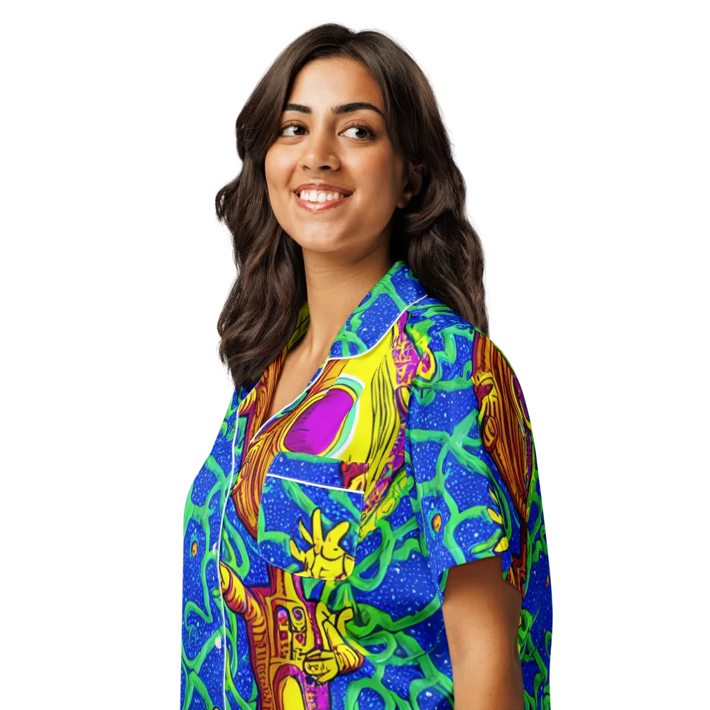 Sprawling Spectacle on Women's Short Sleeve Pajama Top — Left Front