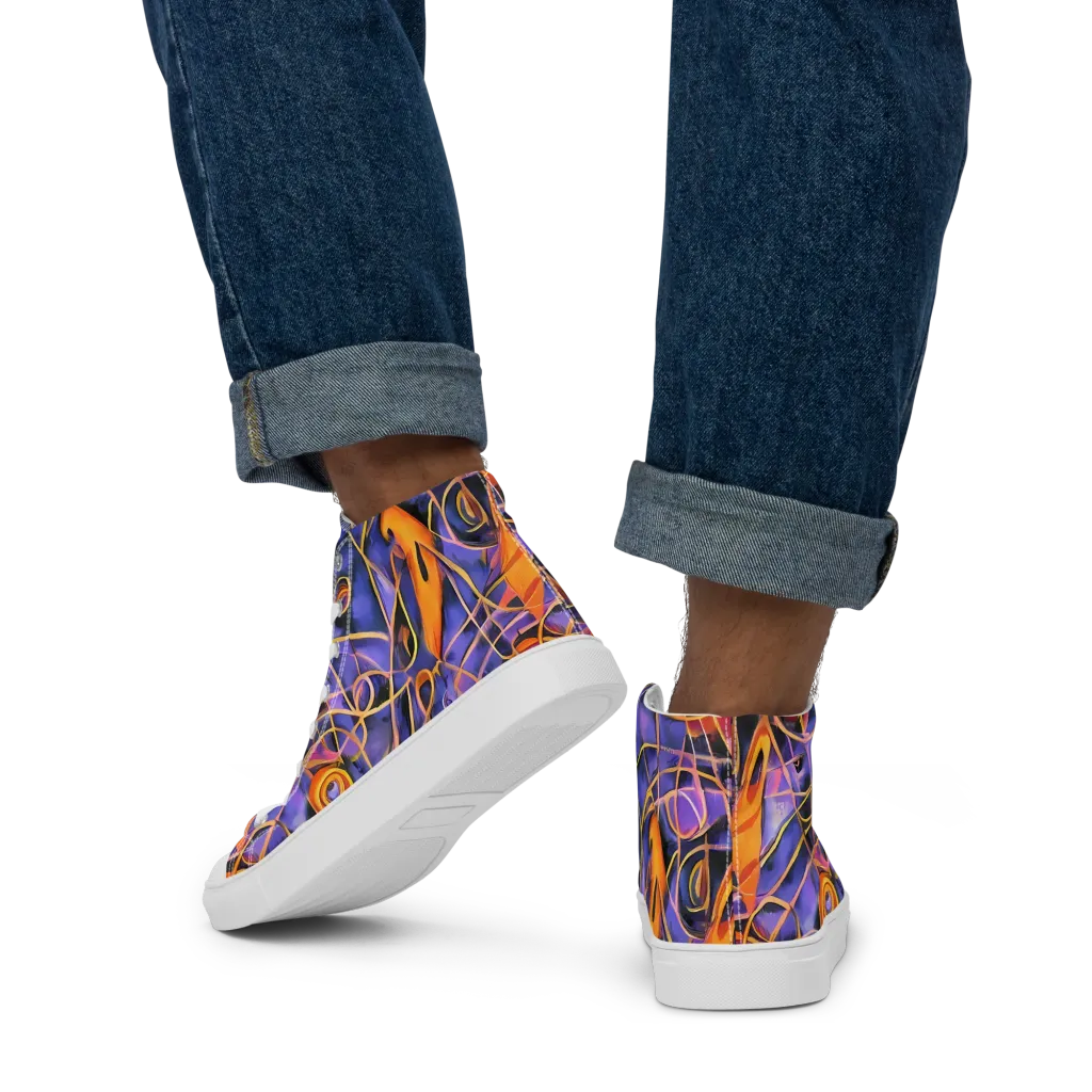 Bailly's Twist on Men's High Top Canvas Shoes — Back