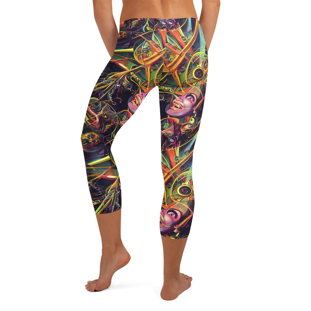 Psychedelic Deep Space on Capri Leggings — Back