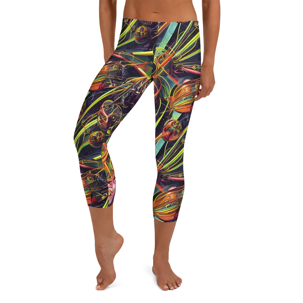 Psychedelic Deep Space on Capri Leggings — Front