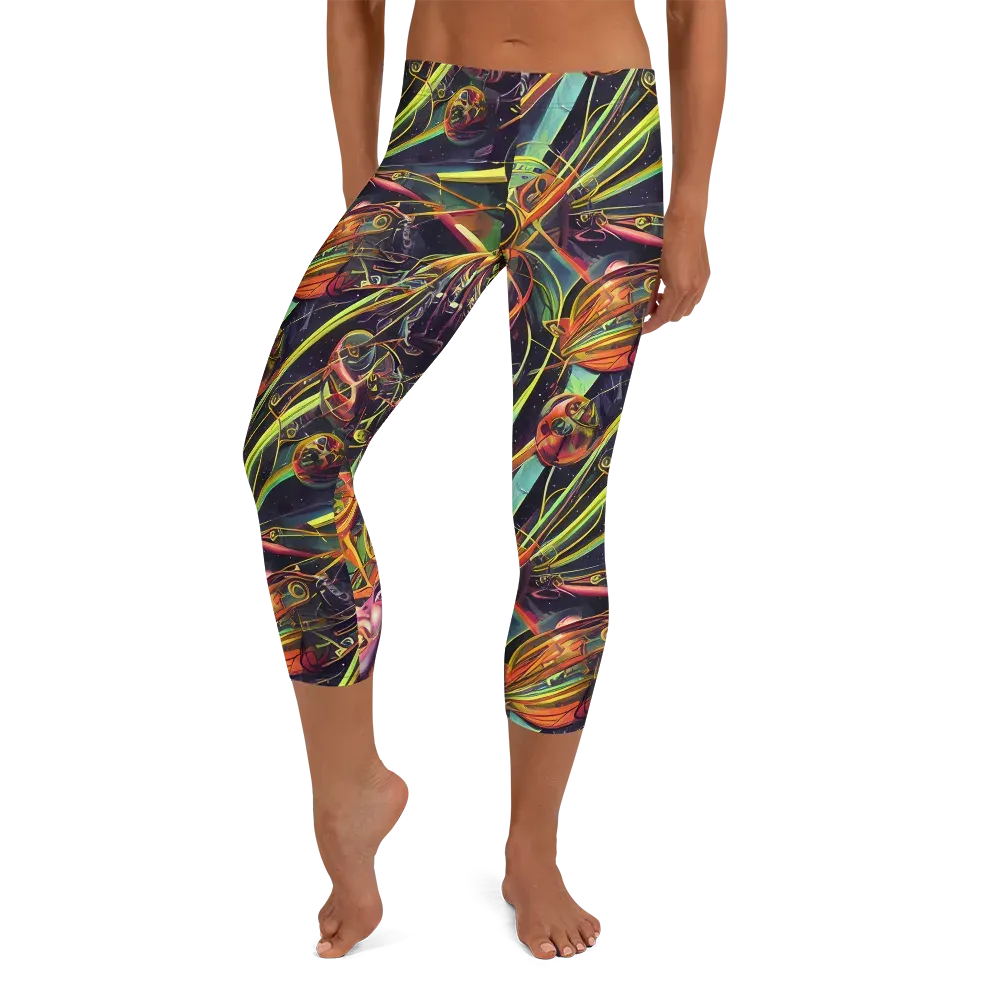 Psychedelic Deep Space on Capri Leggings — Front