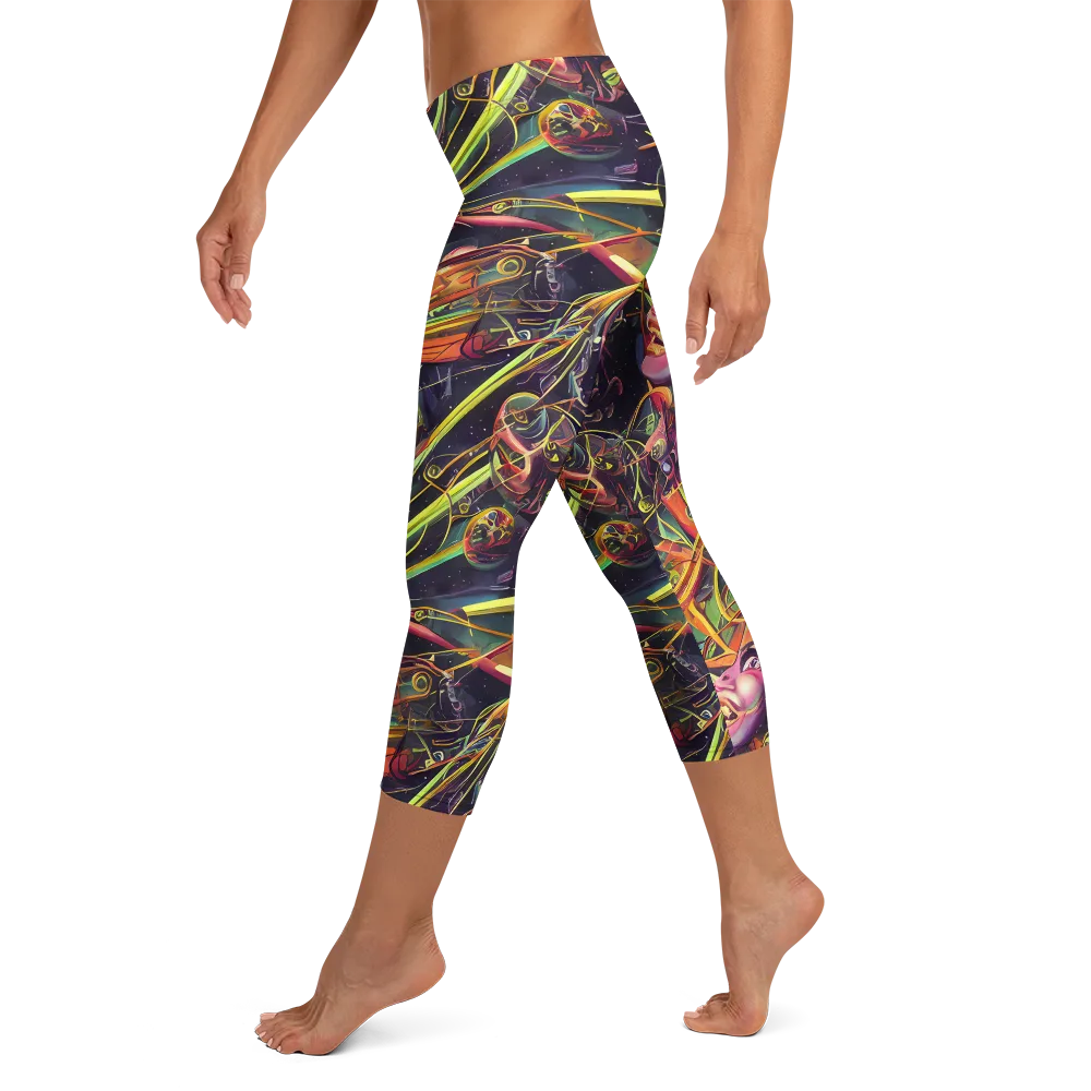 Psychedelic Deep Space on Capri Leggings — Left