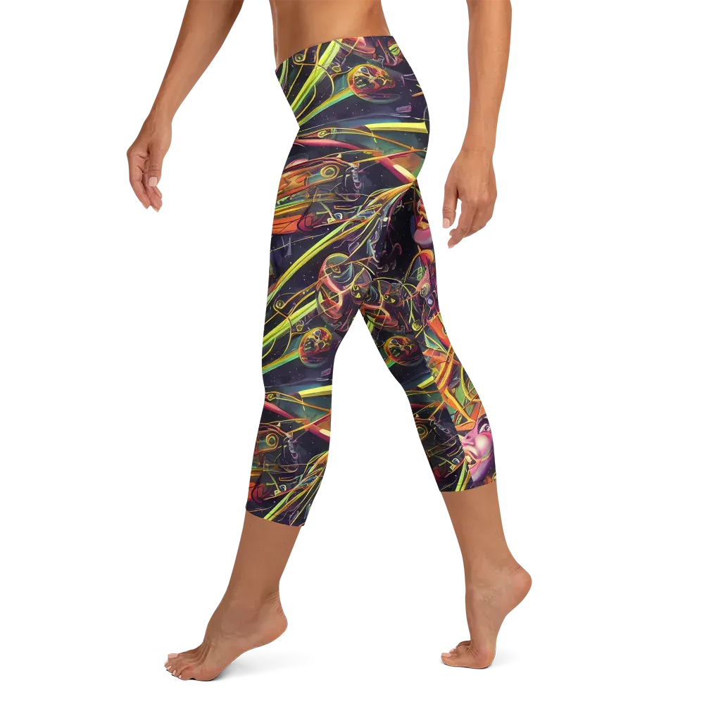Psychedelic Deep Space on Capri Leggings — Left