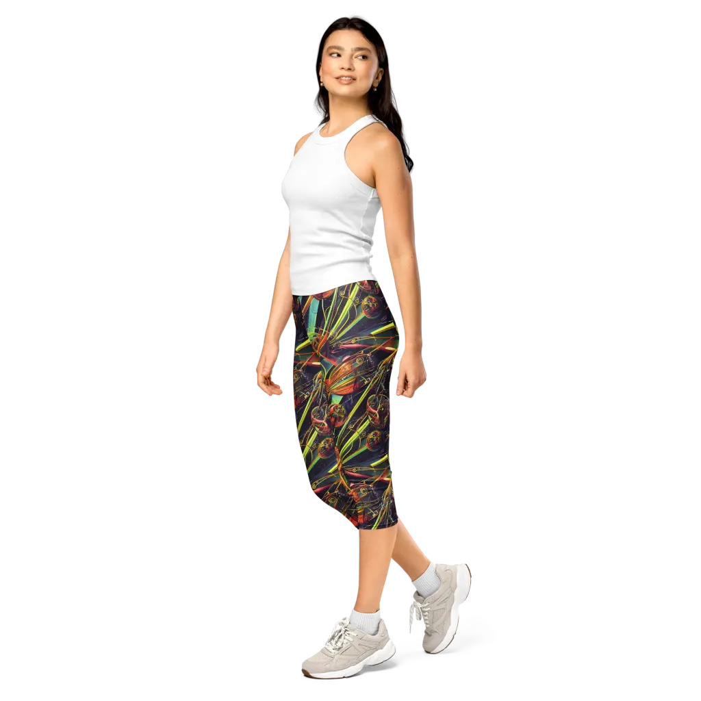 Psychedelic Deep Space on Capri Leggings — Left Front