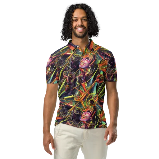 Psychedelic Deep Space on a Men's Slim Fit Polo Shirt
