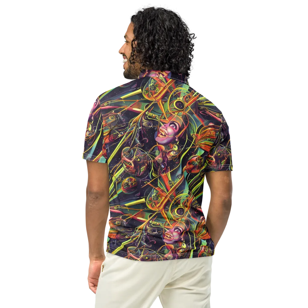 Psychedelic Deep Space on Men's Slim Fit Polo Shirt — Back