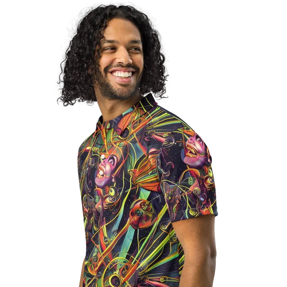Psychedelic Deep Space on Men's Slim Fit Polo Shirt — Left Front