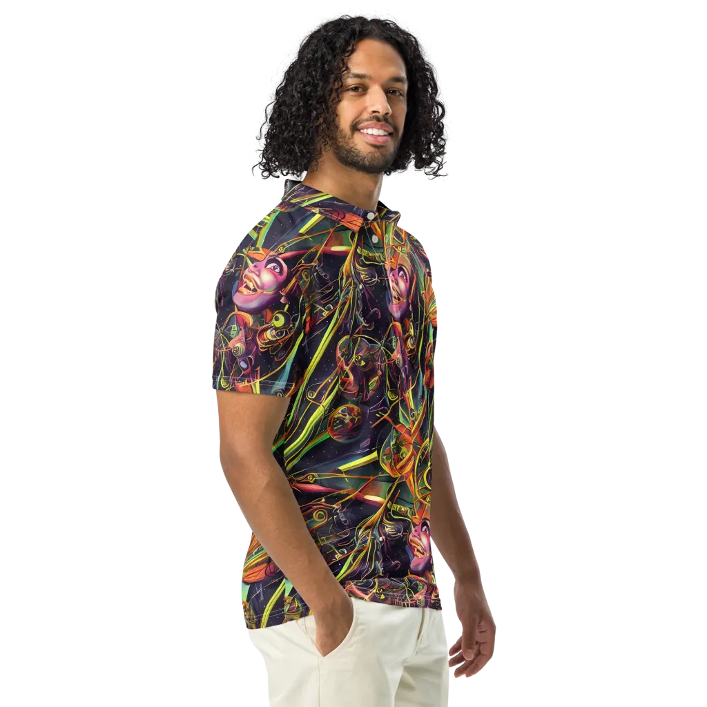 Psychedelic Deep Space on Men's Slim Fit Polo Shirt — Right Front