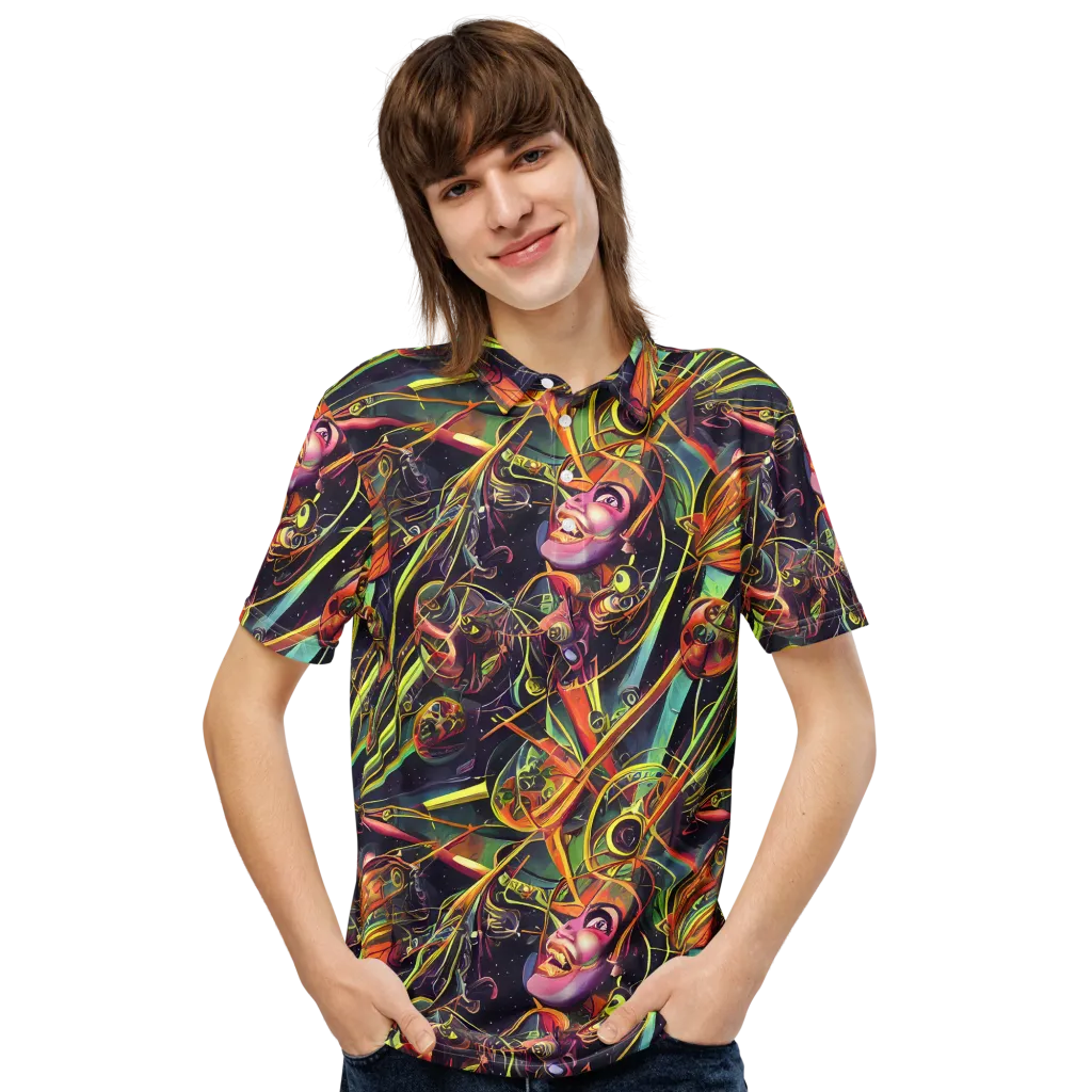 Psychedelic Deep Space on Men's Slim Fit Polo Shirt — Front