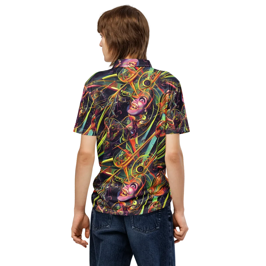 Psychedelic Deep Space on Men's Slim Fit Polo Shirt — Back