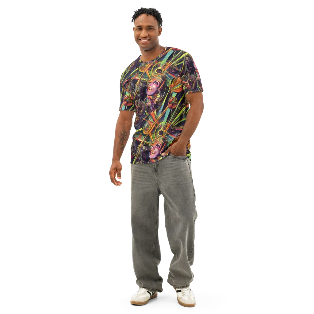 Psychedelic Deep Space on Men's Cotton Crew Neck T-Shirt — Front