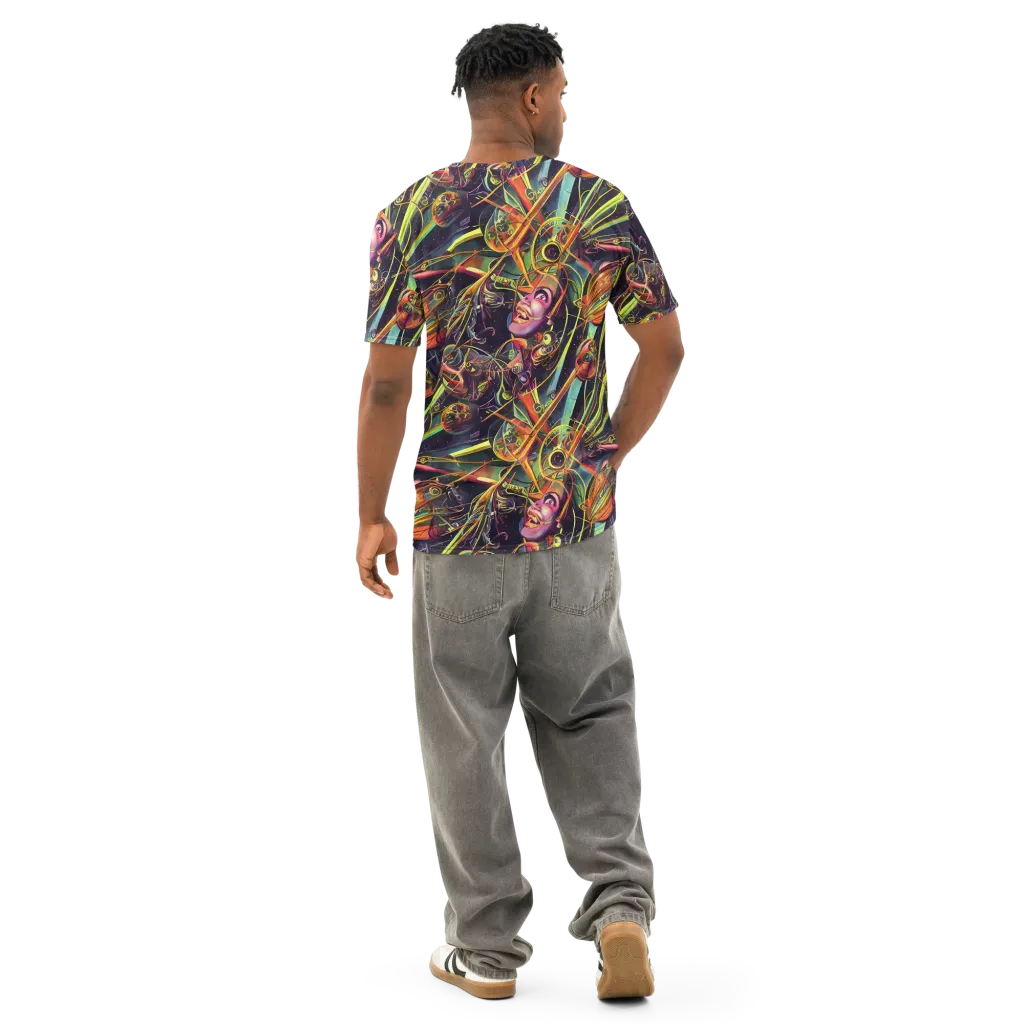 Psychedelic Deep Space on Men's Cotton Crew Neck T-Shirt — Back