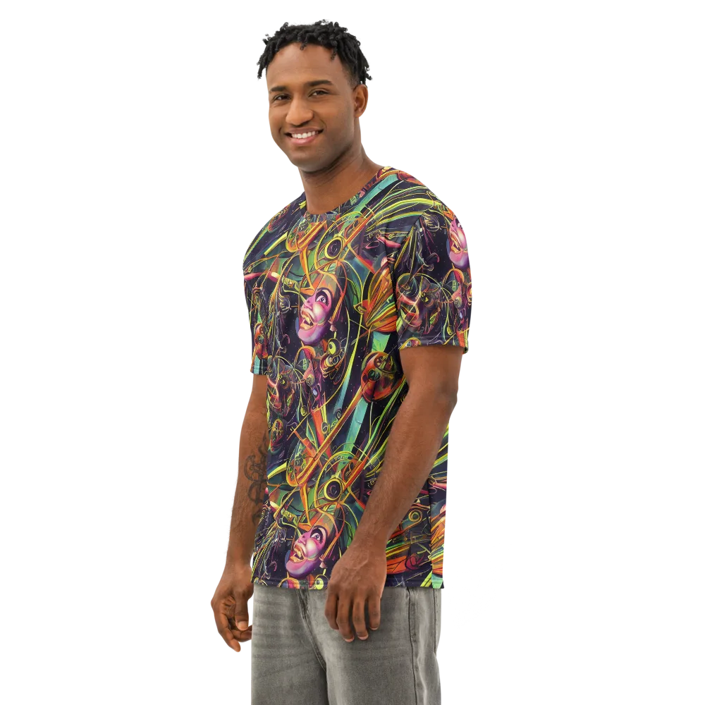 Psychedelic Deep Space on Men's Cotton Crew Neck T-Shirt — Left Front
