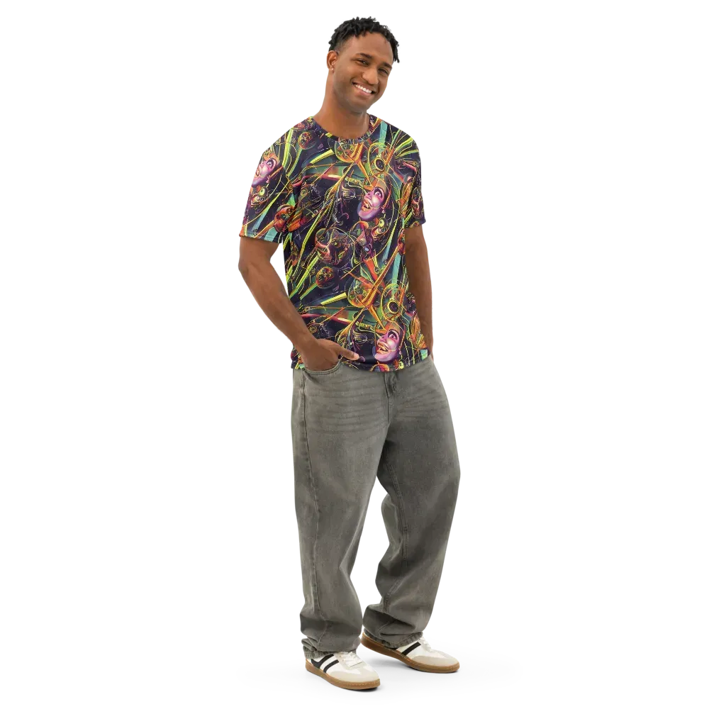 Psychedelic Deep Space on Men's Cotton Crew Neck T-Shirt — Right Front