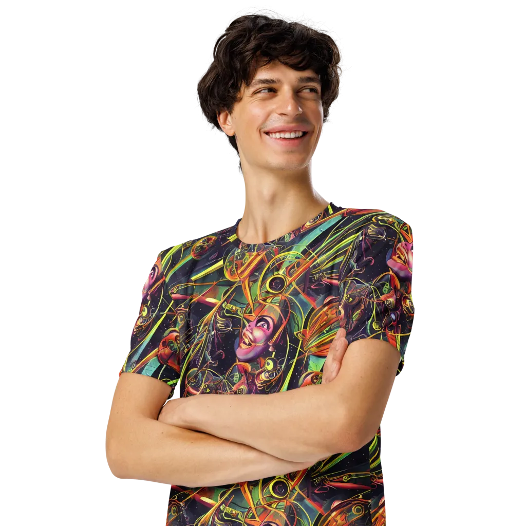 Psychedelic Deep Space on Men's Crew Neck T-Shirt — Left Front