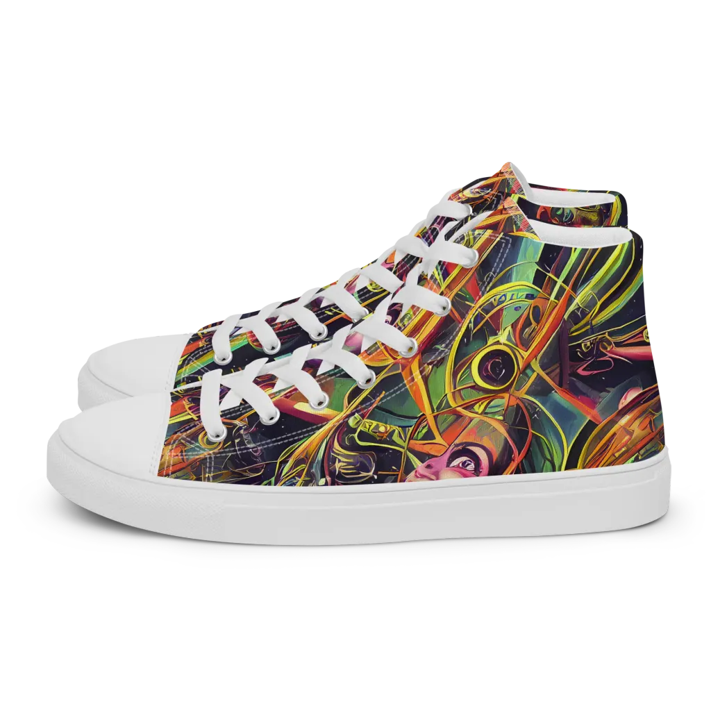Psychedelic Deep Space on Men's High Top Canvas Shoes — Left