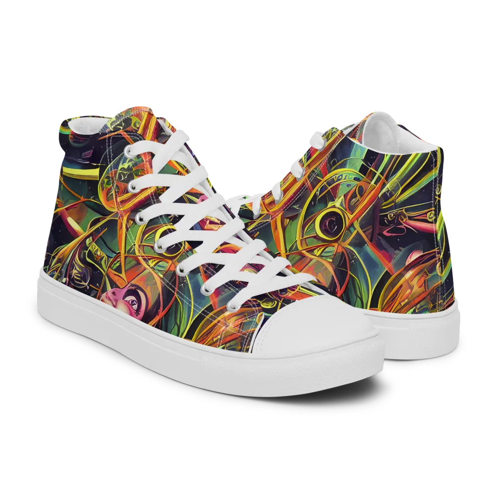 Psychedelic Deep Space on Men's High Top Canvas Shoes — Right