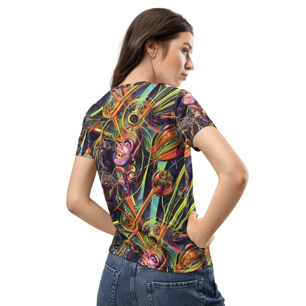Psychedelic Deep Space on Women's Crew Neck T-Shirt — Back