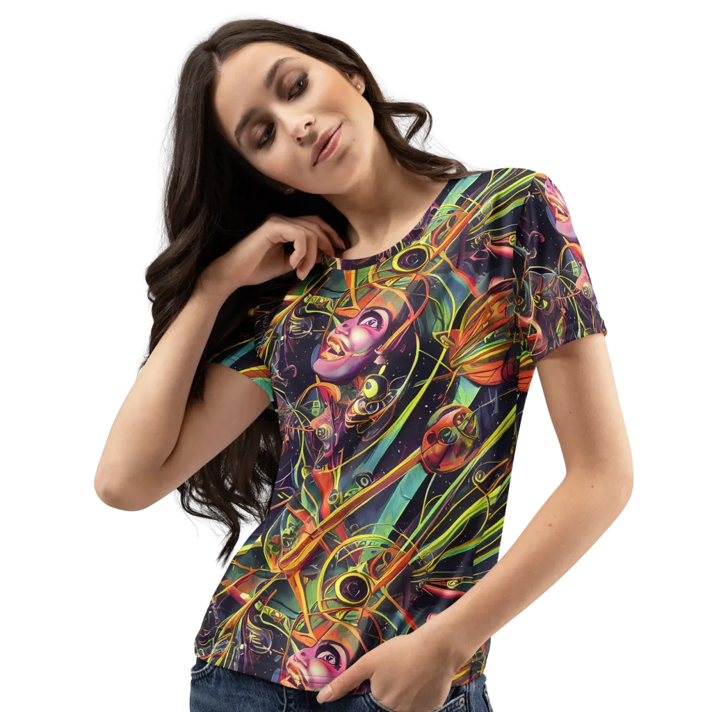 Psychedelic Deep Space on Women's Crew Neck T-Shirt — Left Front