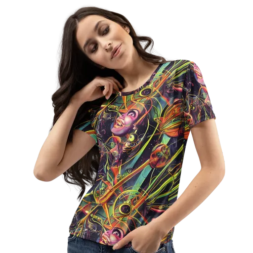 Psychedelic Deep Space on a Women's Crew Neck T-Shirt
