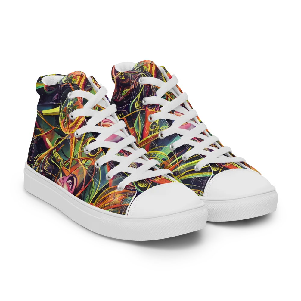 Psychedelic Deep Space on Women's High Top Canvas Shoes — Right Front